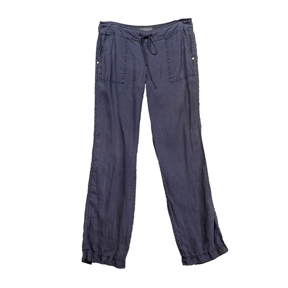 Michael Stars Pants Womens XS Extra Small Faded Navy Linen Straight Drawstring